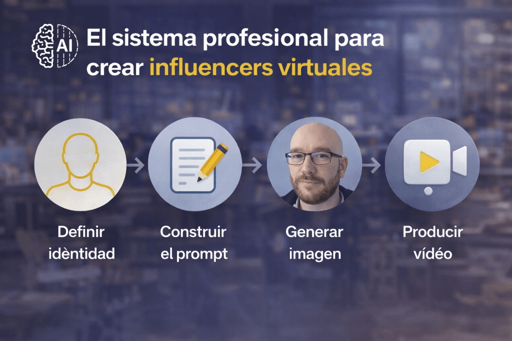 Sistema profesional para crear influencers virtuales con IA paso a paso: identidad, prompt, imagen y vídeo