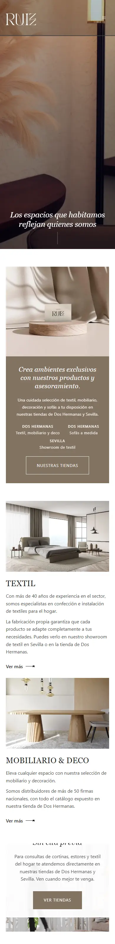 La tienda online de RUIZZ vista en el móvil